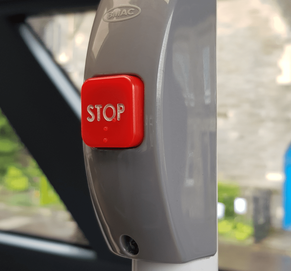 Image of stop bell on a Lothian bus