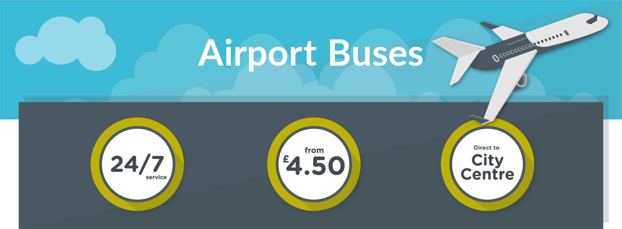 Airport Buses - 24/7 service, prices from £4.50, direct to city centre