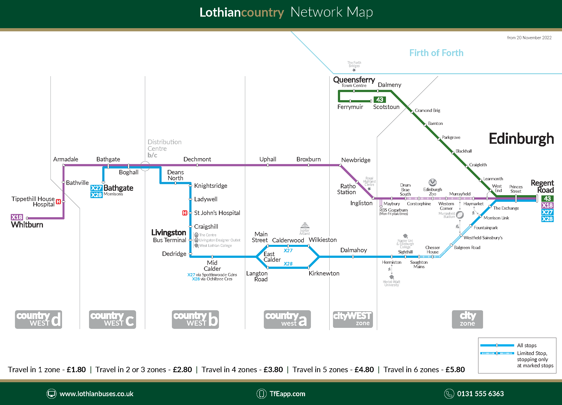 Map showing network zones in West Lothian.