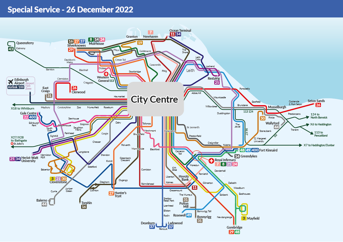 Special Service Map for 26 December 2022