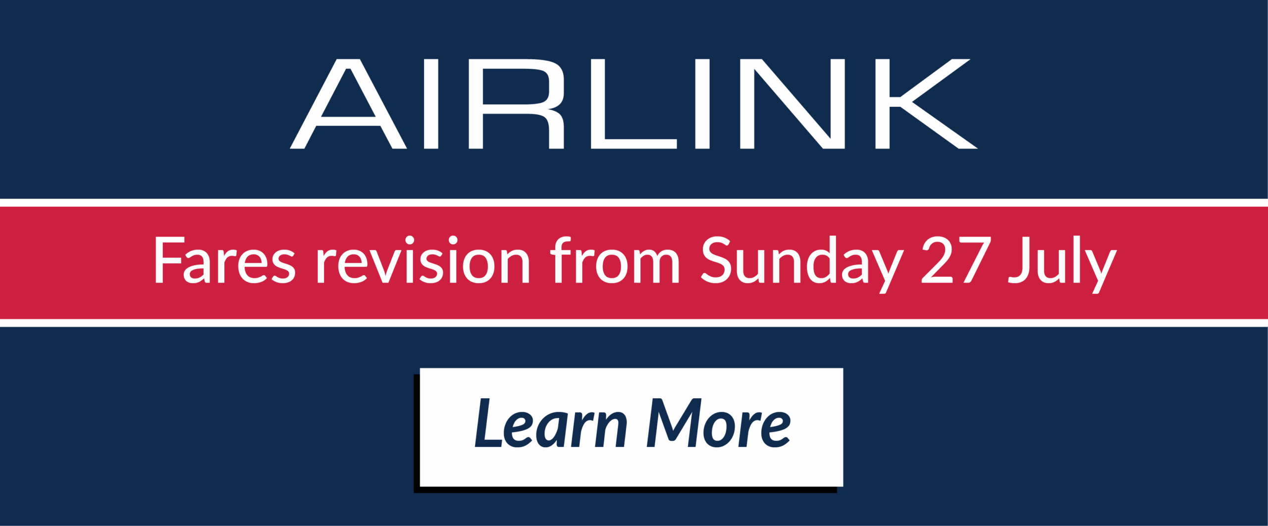 Airlink fare revision from Sunday 27 May