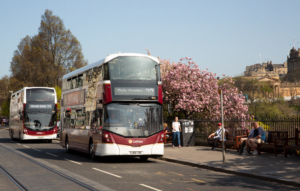 Lothian city buses on Princes Street.
