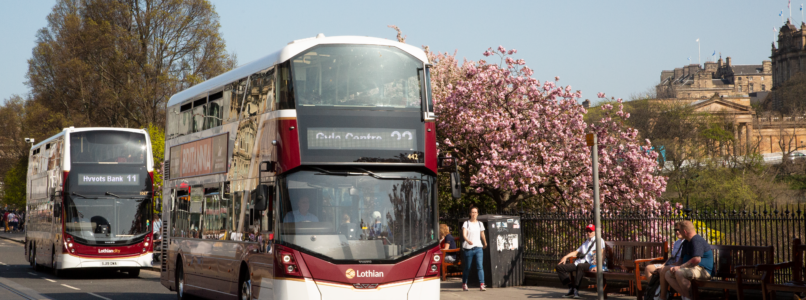 Lothian city buses on Princes Street.