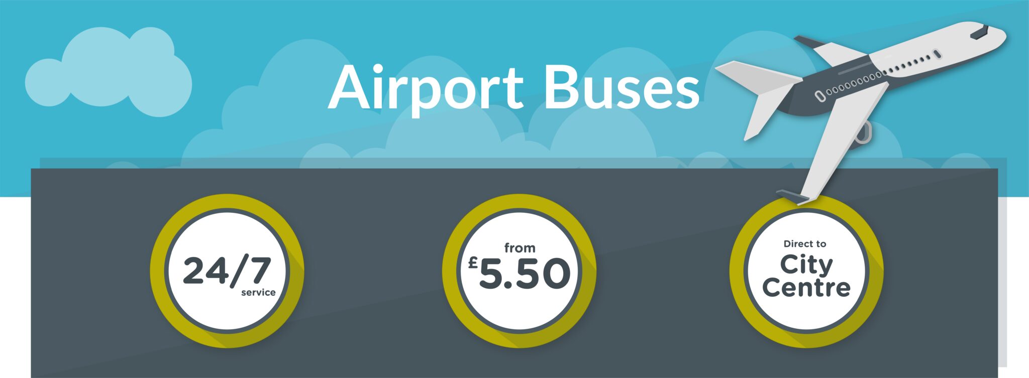 Airport Buses - 24/7 service, prices from £5.50, direct to city centre