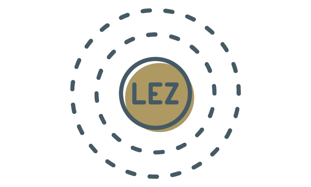 illustration of circle with LEZ inside denoting low emission zone
