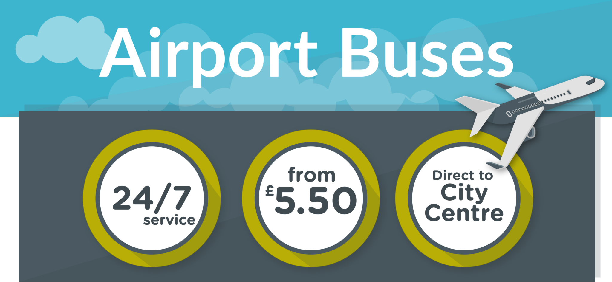 Airport Buses - 24/7 service, prices from £5.50, direct to city centre