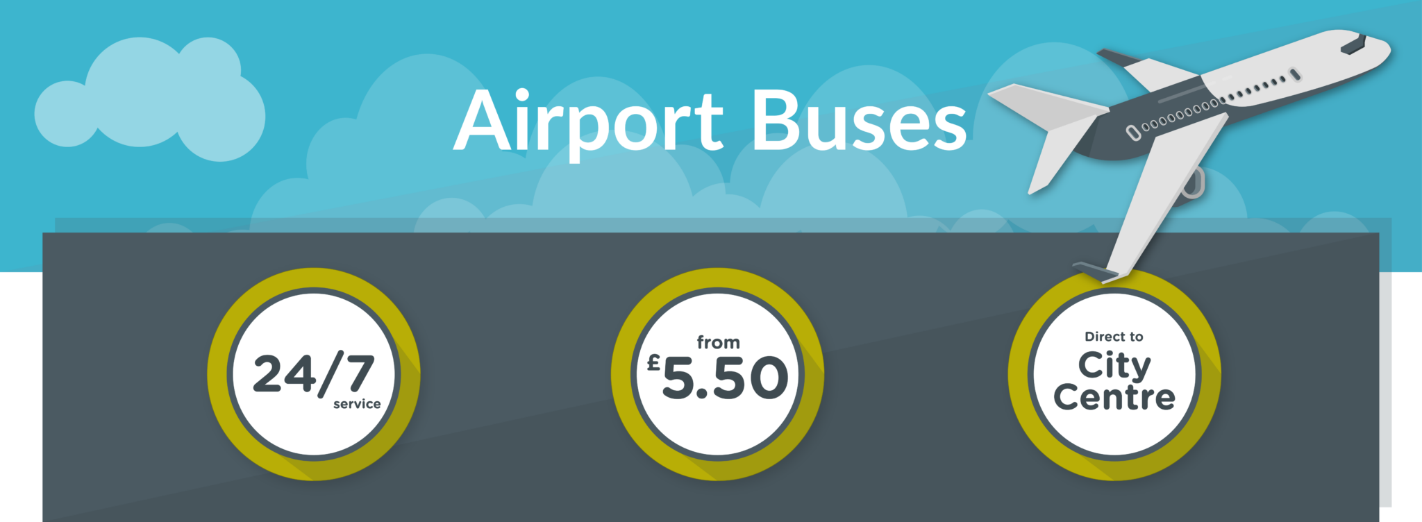 Airport Buses - 24/7 service, prices from £5.50, direct to city centre
