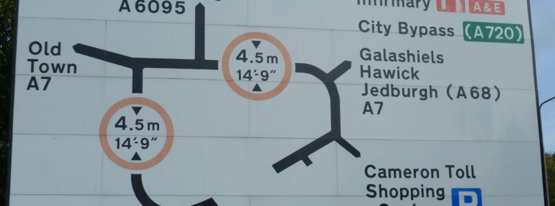 Road sign of Cameron Toll.