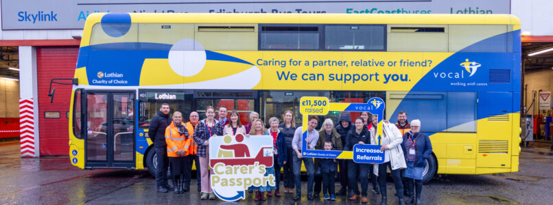 Colleagues from Lothian with VOCAL staff and service users at Lothian’s Central Depot with the VOCAL bus.