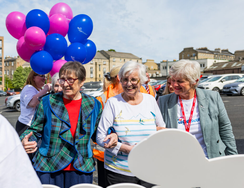 Service users from North Edinburgh Dementia Care with Age Scotland Chief Executive, Katherine Crawford.