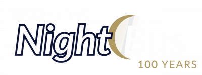 NightBus (100 years) Logo v1.0 White (Navy BG)